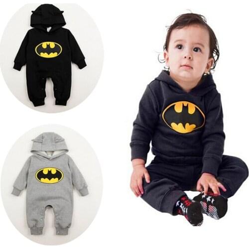 Baby Boys Cotton Long Sleeve Romper Hoodies One-piece Cotton Print Brief Jumpsuit 0-24M
