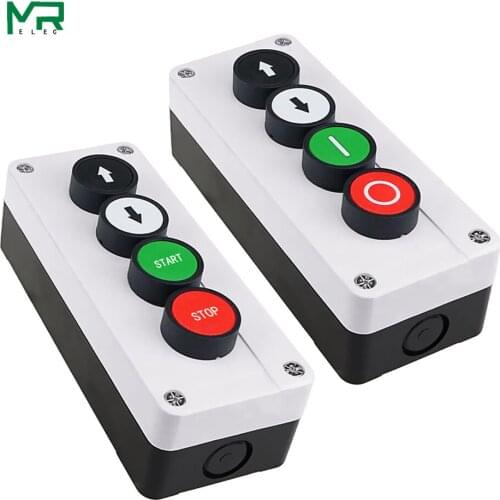 22mm button switch white control plastic waterproof switch box 4 hole with arrow stop button industrial control box 165 * 68 mm