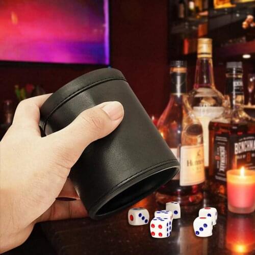 Dice Cup High Quality Plastic +PU Leather Black Stable Sturdy Comfortable Hand Feeling Dice Cup Set For Table Game