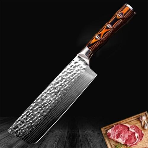 Kitchen knife Chef Japanese Knife Damascus Hammer Pattern Knife Meat Nakiri gyuto butcher knife Utility Slicing Santoku knife