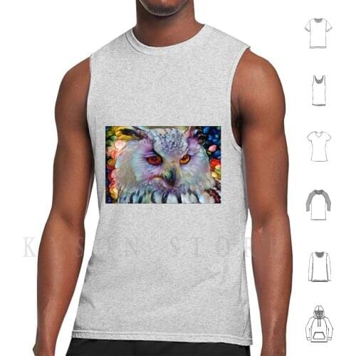Ethereal Owl Tank Tops Vest 100% Cotton Ethereal Fantasy Owl Bird Fae Fairy Fairy Owl Fae Owl Animal Owl Totem Totem