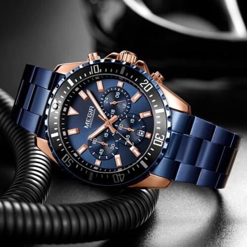 BAOGELA Chronograph Quartz Watches Stainless Steel Waterproof Lumious Analogue 24-Hour Wristwatch Man 2064 Green