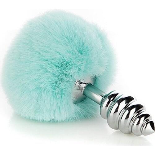 Sky Blue Rabbit Ball Removable Rabbit Tail Anal Stuffing Item Anal Stuffing Tail Fox Tail Hair Couples Toys Fox Tail