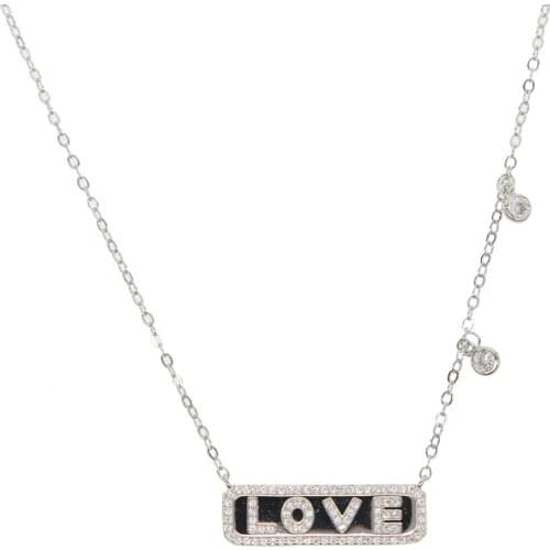Cheapest Fashion Gothic Style lover jewelry gold filled Love engraved letter pendant Necklace with cz paved charm necklace gift
