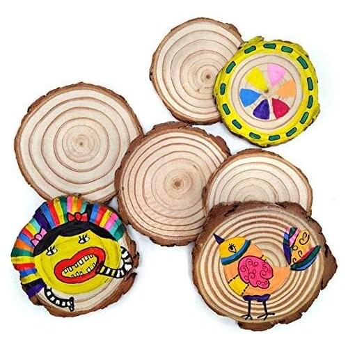 1 Pack Unfinished Pine Natural Round Wood Slices Circles With Tree Bark Log Discs For DIY Crafts Wedding Party Painting Decor