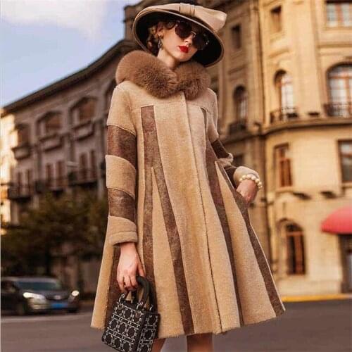 New 2021 European street Fashion Warm Winter Clothes Womens Wool Coat Trench Jacket With fur collar Overcoat Warm Female Outwear