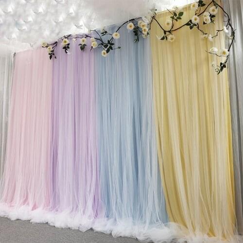 New Wedding Backdrop Curtain Party Stage Decor Customized Wall Decor Curtain Ice Silk And Organza Drape Backdrop