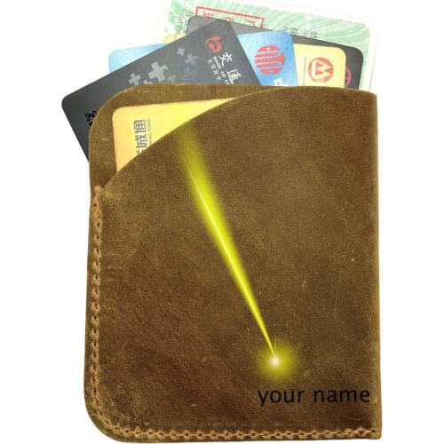 First layer vintage crazy horse first layer genuine leather card holder wallet free laser engraving name