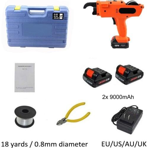 Full Automatic Cordless Rebar Strapping Machine Rechargeable Handheld 12V 9000mah Lithium Battery for Building Rebar Tier New