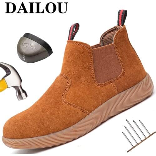 Steel Toe Work Shoes For Men Safety Boots Anti-smashing Industrial Shoes Mens Work Boots Wear-resistant Protective Safety Shoes