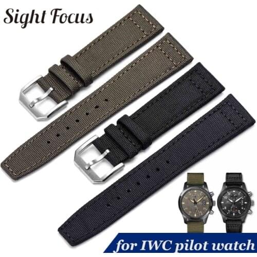 20mm 21mm 22mm Nylon Canvas Fabric Watch Band for IWC Pilot Spitfire Timezone Top Gun Strap Green Black Belts Wristwatch Straps
