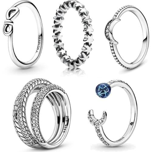 Pan star series of home of a new day blue earth and moon S925 pure silver ring opening female Christmas gifts