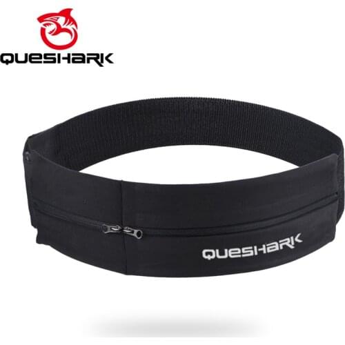 QUESHARK Reflective Double Zipper Pocket Elastic Waistband Sport Waist Bag Running Gym Yoga Waist Belt Pack Phone Wasit Wallet