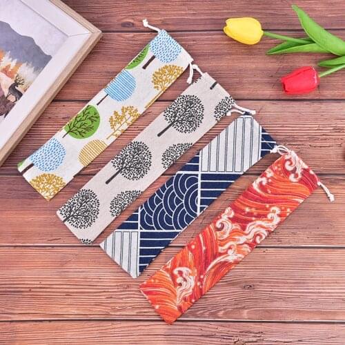1pc Drawstring Bag Portable Tableware Bag Cotton Linen Spoon Chopsticks Storage Cutlery Case For Travel Dinnerware Accessories