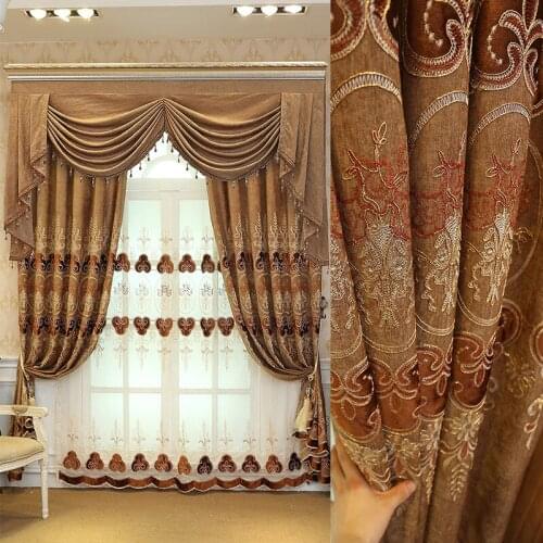 European Style Light Luxury Gorgeous Curtain Dream Journey Chenille Embroidered High Shading Curtains for Living Room Bedroom