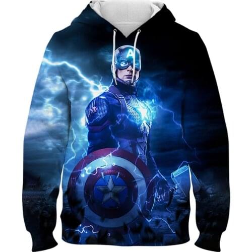 Sweatshirts For Men Streetwear Spring Autumn Harajuku Womens Hoodies Marvel Hero Captain America 3D Print Children Clothing