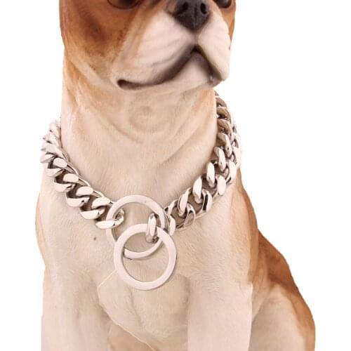 Tiasri 15mm Dog Chain Collar Necklace High Polished Stainless Steel Sturdy and Durable Pet Supplies Wholesale and Retail Hot
