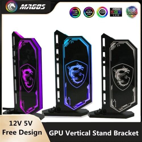 VGA Card GPU Vertical Stand Bracket, 12V RGB Or 5V A-RGB Multi-Style Illuminated Graphics Support M/B SYNC, Free Customization