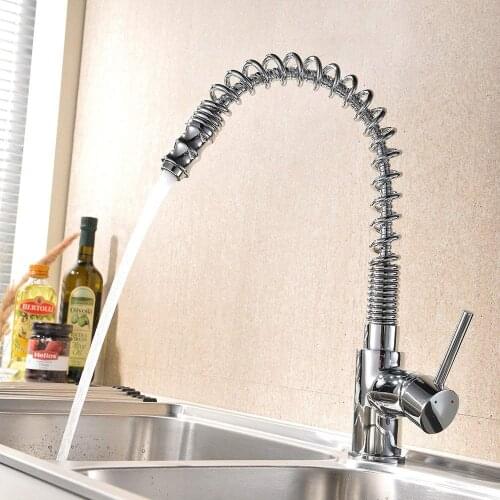 Vidric British Chrome Spring Monobloc Kitchen Sink Mixer Tap Pull Out Spray Singe Handle Mixer Spring Kitchen Tap Swivel Tap