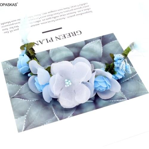 Artificial Flower Wreath with Ribbon Handmade Flower Crown Headband Flowers Garland Wreath Hair Accessories for Women PT PT