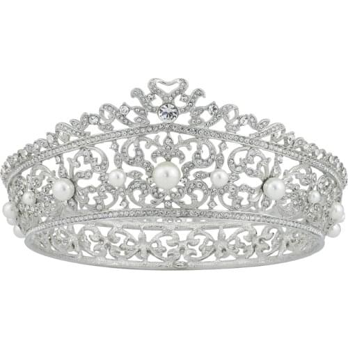 Austrian Crystals Imitation Pearls Bridal Wedding Hair Tiara Crown Women Accessories SHA8735
