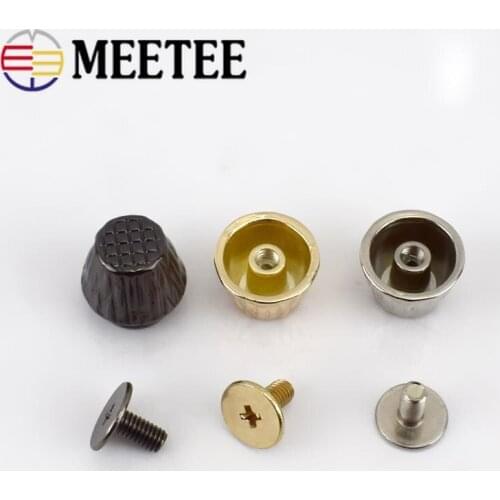10/20pcs Meetee 7.5x8x12mm Arc Embossed Nails Rivet Screws for Bag Bottom Decorative Studs Button Hardware DIY Leather Craft