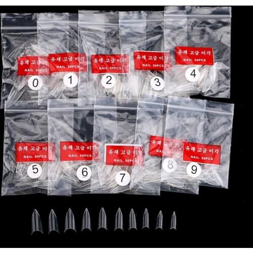 1000Pcs Sharp End Stilettos False Nail Tip Nail Art Acrylic Fake Nails White / Clear / Natural Color Choose