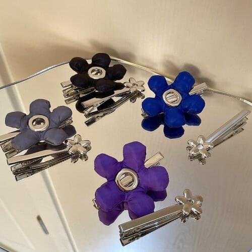 2/set Soft Leather Hairpin Design Sense Color Three-dimensional Flower Hairpin Dangs Clip Girl Broken Hairpin Women Headdress