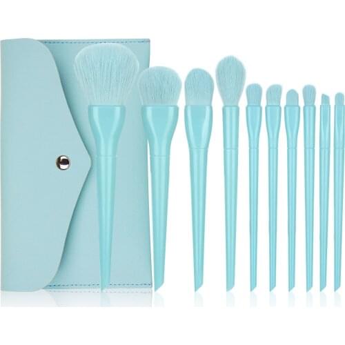 2021 Hot Fluorescent Color Plastic Handle Cosmetic Makeup Brushes Powder Brush Kit Sets