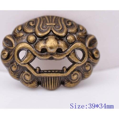 6pc 39X34MM Brass Chinese Lion Dragon Head Conchos Screw Back Leather Craft Decoration Button