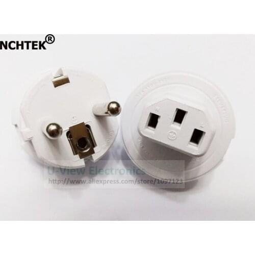 NCHTEK White 10A 250V EU European Gemany Male to IEC320 C13 3Pin Female Socket AC Power Adapter Connector/Free Shipping/4PCS
