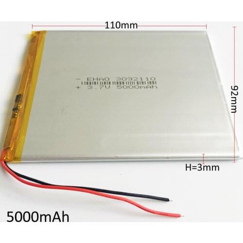 3092110 3.7V 5000mAh Polymer Lithium LiPo Rechargeable Battery For GPS PSP DVD PAD E-book tablet pc laptop power bank video game