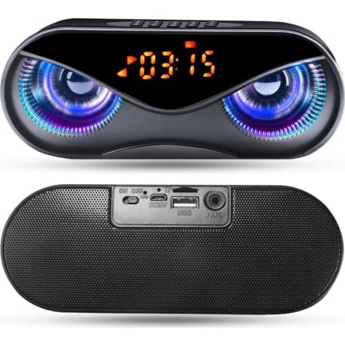 Bluetooth Speaker Cool Owl Design LED Flash Portable Wireless Loudspeaker TF Card FM Radio Alarm Clock TV Bass Smart Display M6
