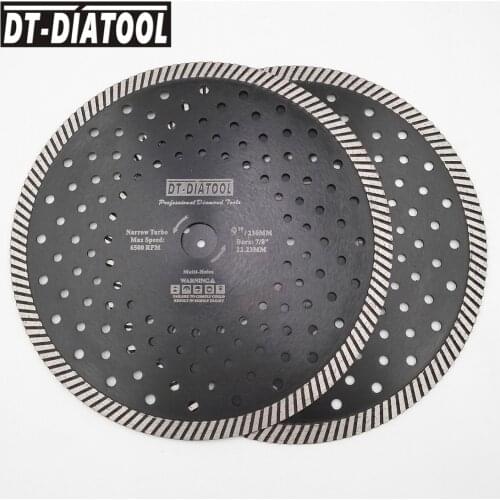 DT-DIATOOL 2pcs 9 inch Diamond Hot Pressed Narrow Turbo Blade 10mm Segment Height For Ceramic Tile Granite Cutting Disc