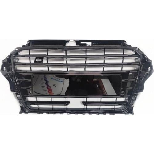 Gloss Black Bumper Grille Car Front Bumper Grill Mesh Hood Front Center Middle Grille With ACC Hole for Audi A3/S3 2014-2016
