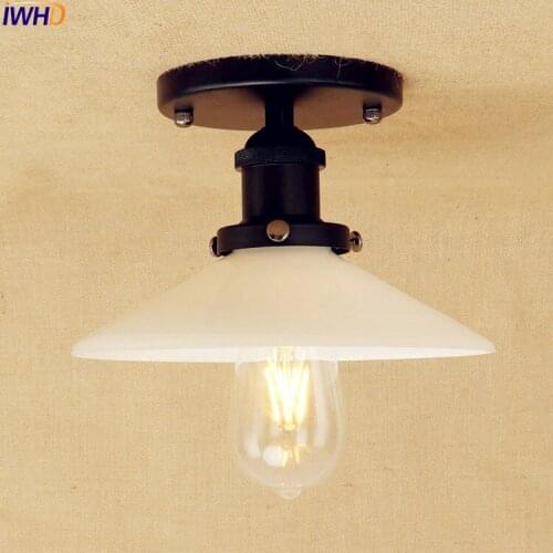 IWHD Black LED Ceiling Lights Fixtures Glass Living Room Loft Style Industrial Vintage Ceiling Light Lamp Edison Home Lighting