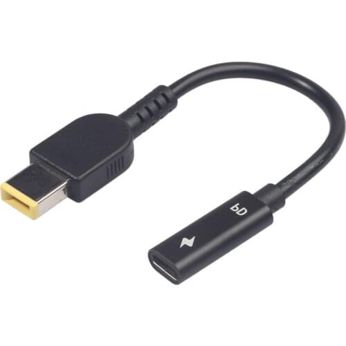 Type-C Female to Square DC Male PD Power Charger Connector Cable All-copper Conductor Induction Chip 15cm for Lenovo Thinkpad