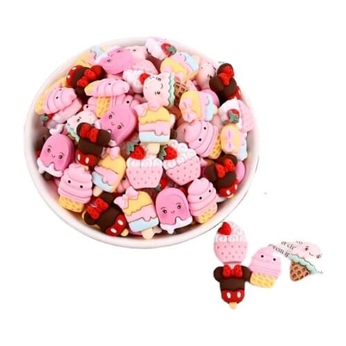 Resin Simulation Cartoon Ice Cream Flatback Cabochon for Hair Bows Center DIY Jewelry Accessories Scrapbooking Phone Decor