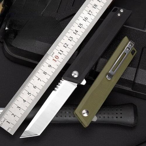 Pocket knife folding knife D2 steel high hardness folding knife outdoor camping self-defense knife G10 survival kitchen