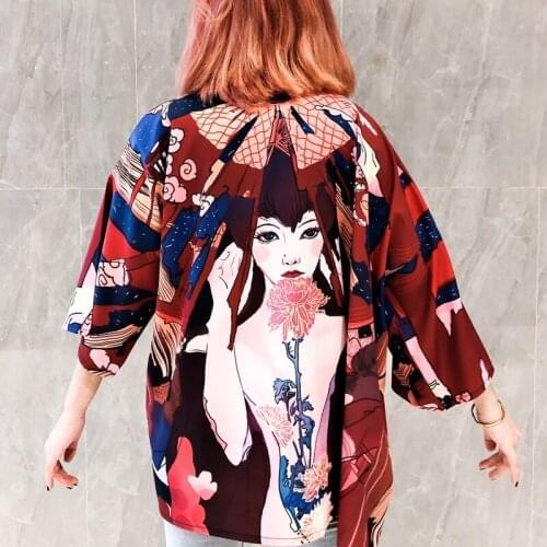 Kimono Cardigan Women Harajuku Shirt Japanese Streetwear Korean Clothes Soft Girl Aesthetic Ulzzang Clothes Blouse Women AA3015