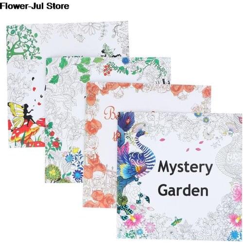 12 Page Flower Coloring Book For Children Adult Relieve Stress Kill Time Drawing Art Books