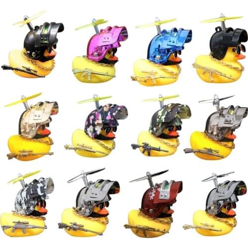 Creative Yellow Duck with Propeller Helmet Ornaments Non-toxic Silicone Duck Toys for Children