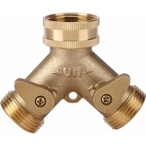 3/4 Inch Brass 2 Way Valve Splitter Hose Pipe Tap Connectors for Garden Irrigation Stainless Steel hollow Garden Decoration