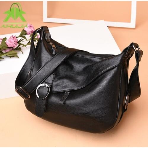 Fashion Retro Solid Color Womens Shoulder Bag High Capacity Messenger Bag 2021 New High Quality Pu Leather Travel Women Handbag
