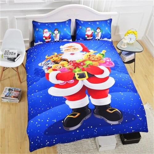 Cartoon Santa Claus Bedding Set Christmas Duvet Cover Soft Comforter Children Bedding Sets Pillowcase Twin Full Queen King Size
