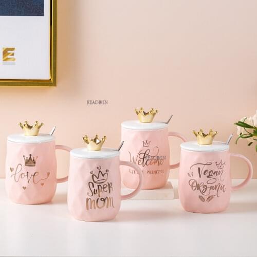 4 Models Pink Crown Cup Mug Set Coffee Mug Couple Ceramic Souvenir Wedding Bridal Lovers Gifts Christmas gift Send family
