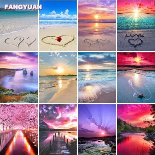 Diy 5D Colorful Scenic Sea Beach Diamond Painting Accessories Full Drill Embroidery Cross Stitch Wall Painting Kit Home Decor