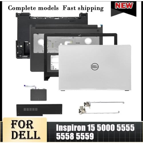 New LCD Back Cover/Front Bezel/Hinges/Palmrest/Bottom Case For Dell Inspiron 15 5000 5555 5558 Top Case 0JFCP3 JFCP3 Silver