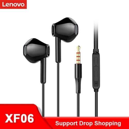 Original Lenovo XF06 Wired Headphones Noise Canceling In-Ear Headset Wired Earphones with Mic Earbuds In-line Control For Phones