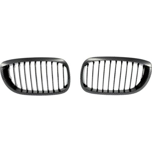 Carbon Fiber Pattern Front Hood Kidney Grille Grill Dual Line For-BMW E46 3-Series 4Door 2002-2006 Front Bumper Grille